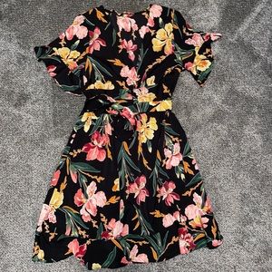Black floral dress, size small, never worn